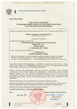Certyfikat DPD dla „PDF SLAWEX” Sp. z o.o. Oddział Poznań